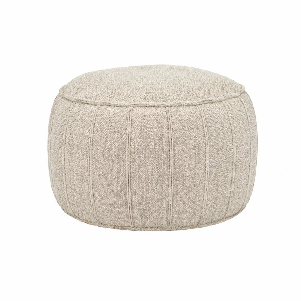 Pouf cilindrico imbottito in tessuto poliestere effetto bouclé struttura in legno multistrato colore beige dimensioni 50 cm 50 cm 35 cm
