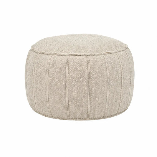 Pouf cilindrico imbottito in tessuto poliestere effetto bouclé struttura in legno multistrato colore beige dimensioni 50 cm 50 cm 35 cm